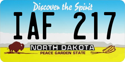 ND license plate IAF217
