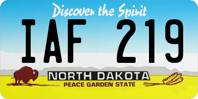 ND license plate IAF219