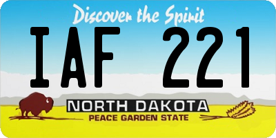 ND license plate IAF221