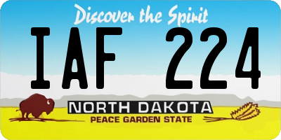 ND license plate IAF224