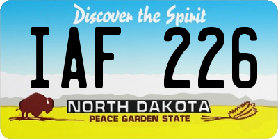 ND license plate IAF226