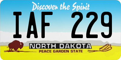 ND license plate IAF229