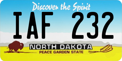 ND license plate IAF232