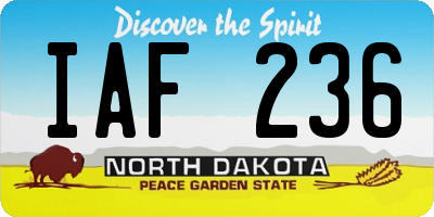 ND license plate IAF236