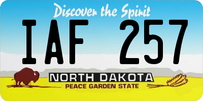ND license plate IAF257