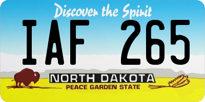 ND license plate IAF265