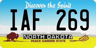 ND license plate IAF269