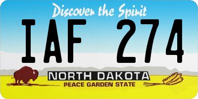 ND license plate IAF274