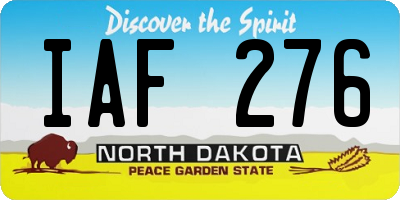 ND license plate IAF276