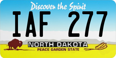 ND license plate IAF277