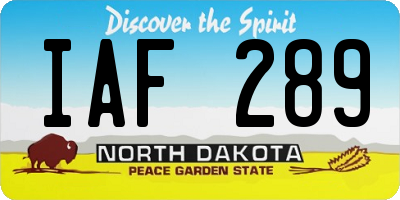 ND license plate IAF289