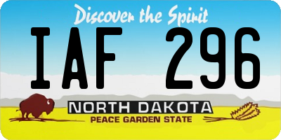ND license plate IAF296