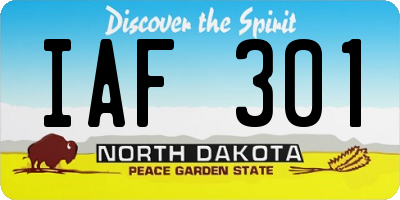 ND license plate IAF301