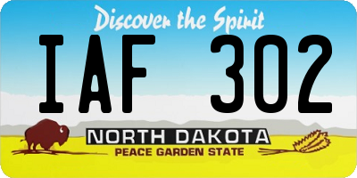 ND license plate IAF302