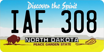 ND license plate IAF308