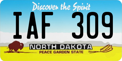 ND license plate IAF309