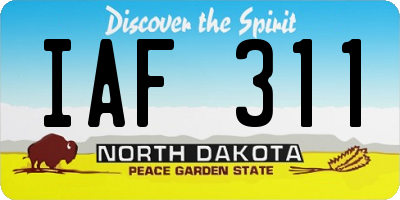 ND license plate IAF311