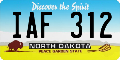 ND license plate IAF312