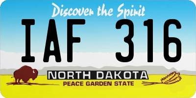 ND license plate IAF316
