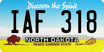 ND license plate IAF318
