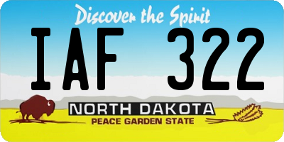 ND license plate IAF322