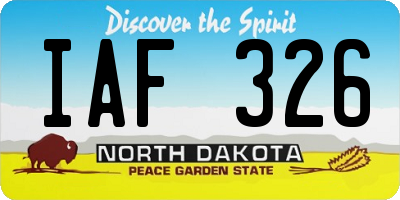 ND license plate IAF326