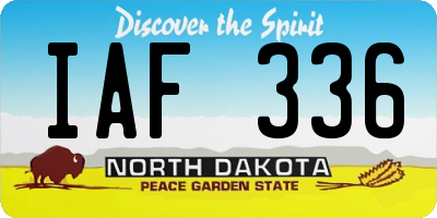 ND license plate IAF336