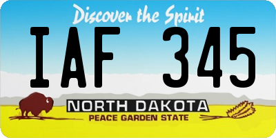 ND license plate IAF345