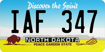 ND license plate IAF347