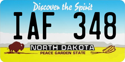 ND license plate IAF348