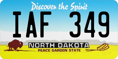 ND license plate IAF349