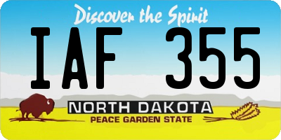 ND license plate IAF355