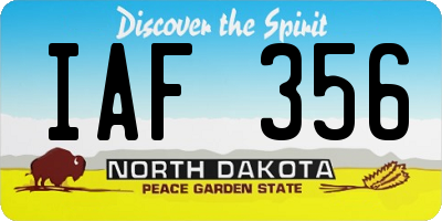 ND license plate IAF356