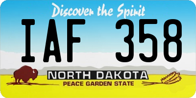 ND license plate IAF358