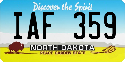 ND license plate IAF359