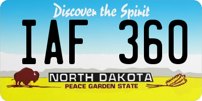 ND license plate IAF360