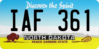 ND license plate IAF361