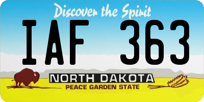 ND license plate IAF363