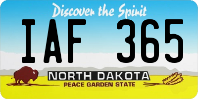 ND license plate IAF365