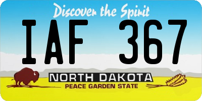 ND license plate IAF367