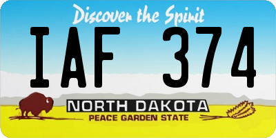 ND license plate IAF374