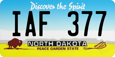 ND license plate IAF377