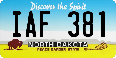 ND license plate IAF381