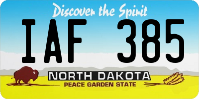 ND license plate IAF385