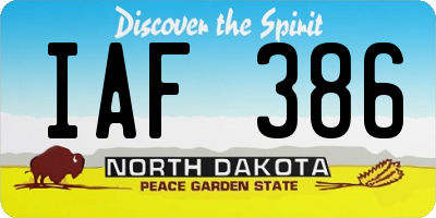 ND license plate IAF386