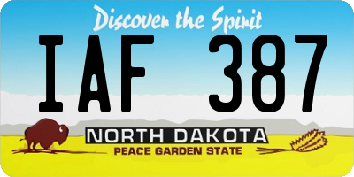 ND license plate IAF387