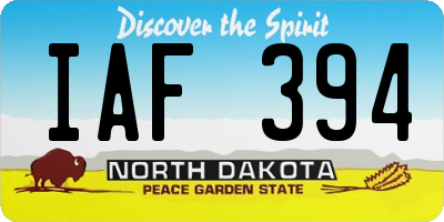 ND license plate IAF394