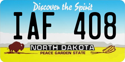 ND license plate IAF408
