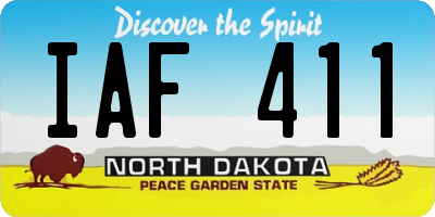ND license plate IAF411