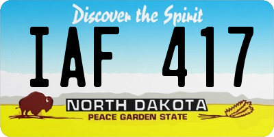 ND license plate IAF417